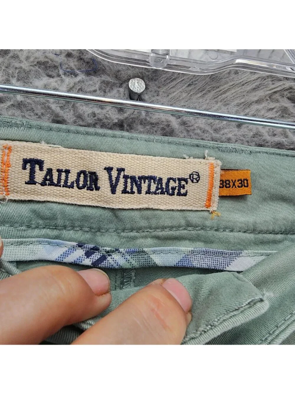 Tailor Vintage Pants Mens 38x30 Green Stretch Mid Rise Slim Fit *NWT*